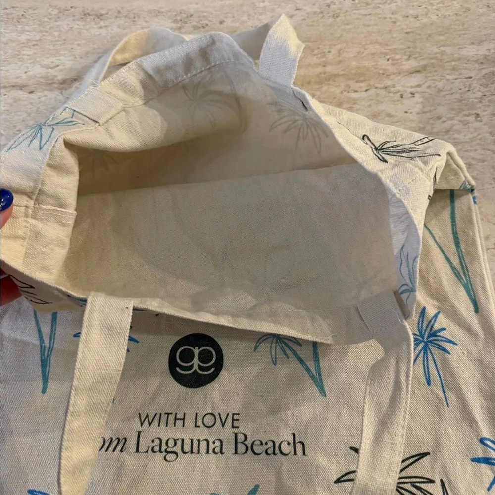 Gorjana Cream Tote Bag with Palm Tree Design